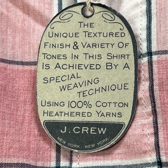 New J.Crew Shirt Mens Large Salmon Plaid Cotton Shirting Special Weaving Yarns - Picture 5 of 10